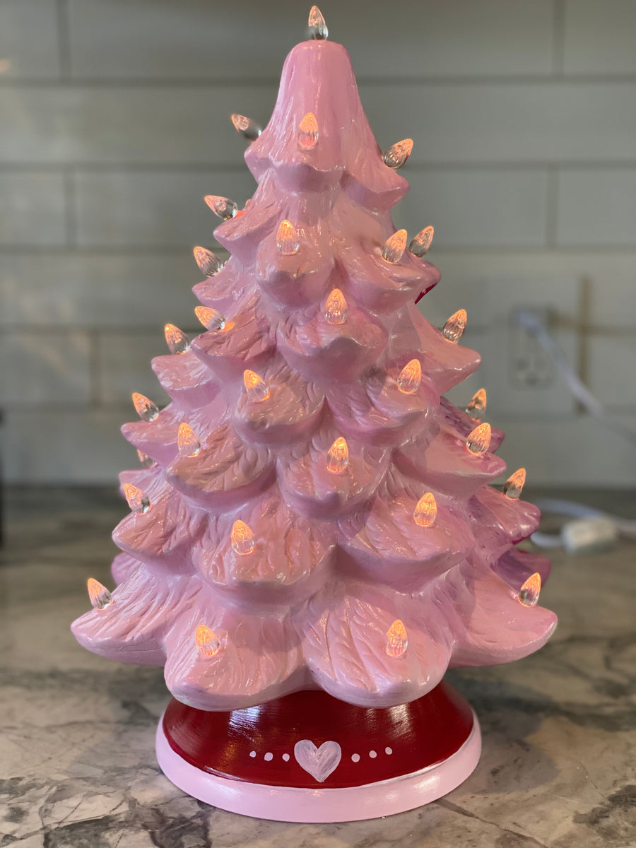 Pink ceramic store christmas tree