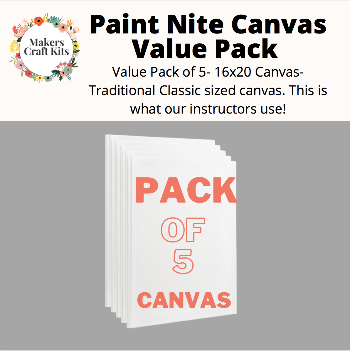 Artist's Loft Super Value Canvas Pack 16 x 20 inches- PACK of 5 canvases