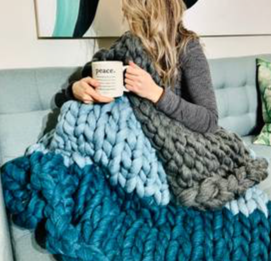 Chunky Knit Blanket - Multi-color hotsell - OS