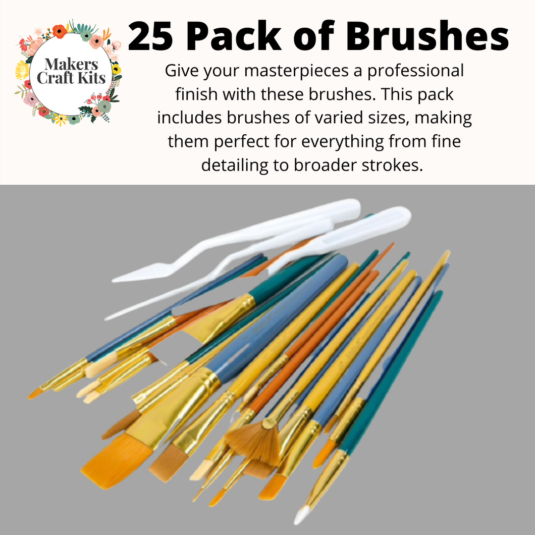 Crafter's Closet Painting and Craft Brush Set, 25 Pack
