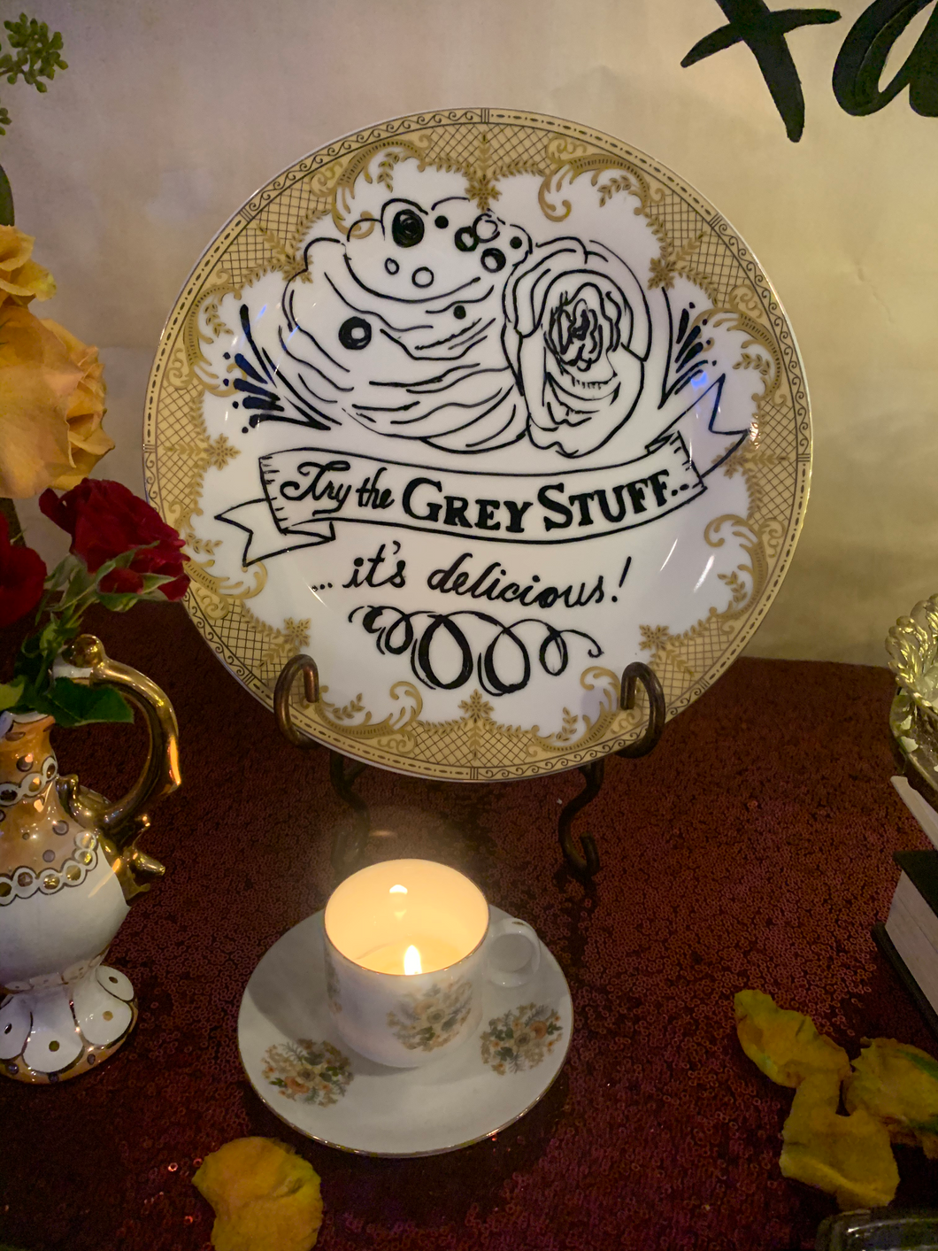 Beauty and The Beast Plate Decor- Try the Gray Stuff its Delicious
