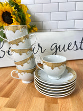 Load image into Gallery viewer, Beauty and the Beast Party Decoration: Set of White &amp; Gold Candle Holding Teacups
