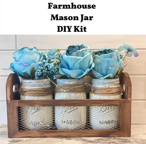 Farmhouse Mason Jar Centerpiece with Silk Flowers DIY Kit