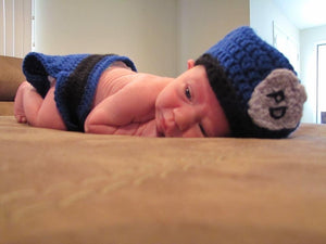 New Born Baby Police Outfit Hand Crocheted