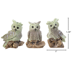 Yard And Garden Minis - Owls - Resin - 1.25 Inches - 3 Pieces